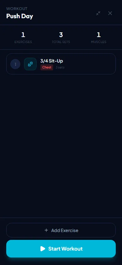 Gym Mode screen